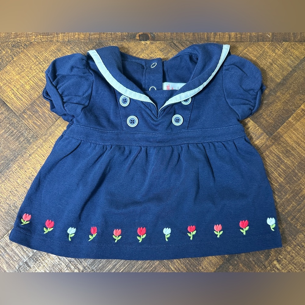 Gymboree 6-12 Months‎ Tulips Holland Days Navy Blue Top